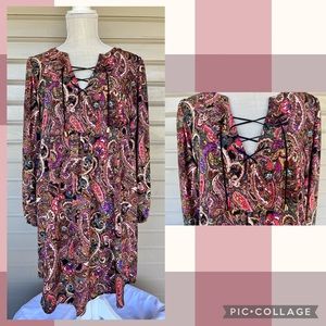 Pretty Tie-Front Boho Style Dress in Rich Colors